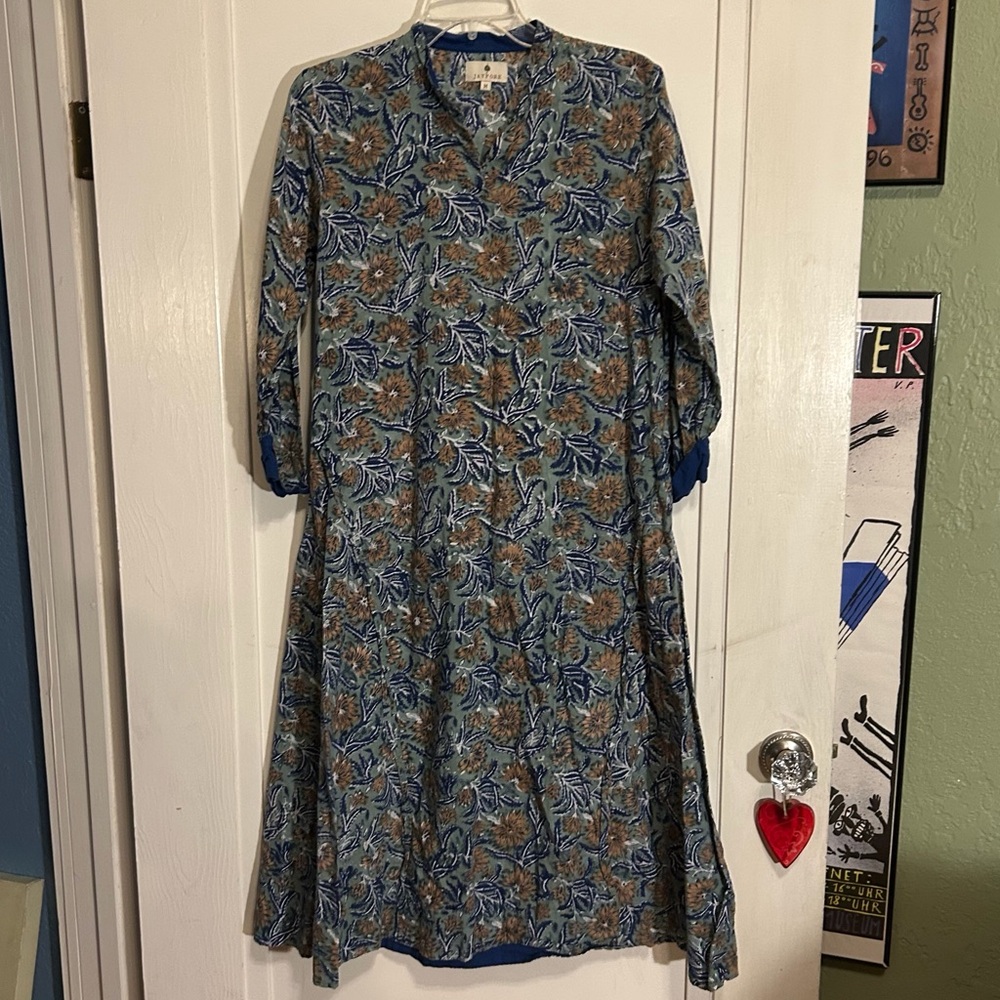 Jaypore Cotton Ajrakh Kurta Indian Women’s Cotton Kurti Long Dress size medium